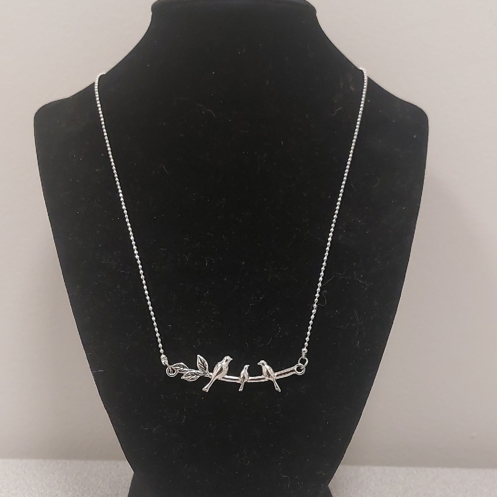 Silver Toned Birds On A Branch Necklacd Stamped Generations